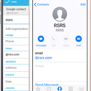 Photo of cell phones with @rsrs.com contacts